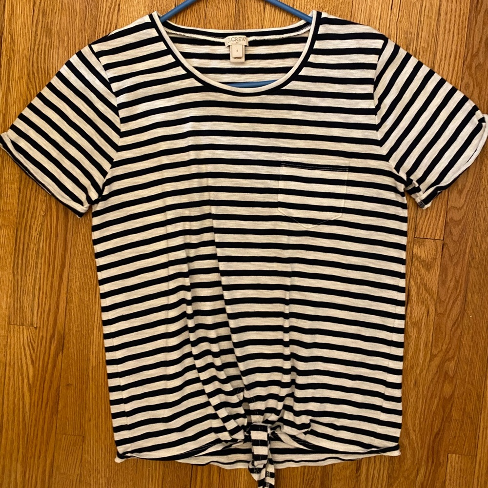 Small J Crew Tie Front Striped Tee